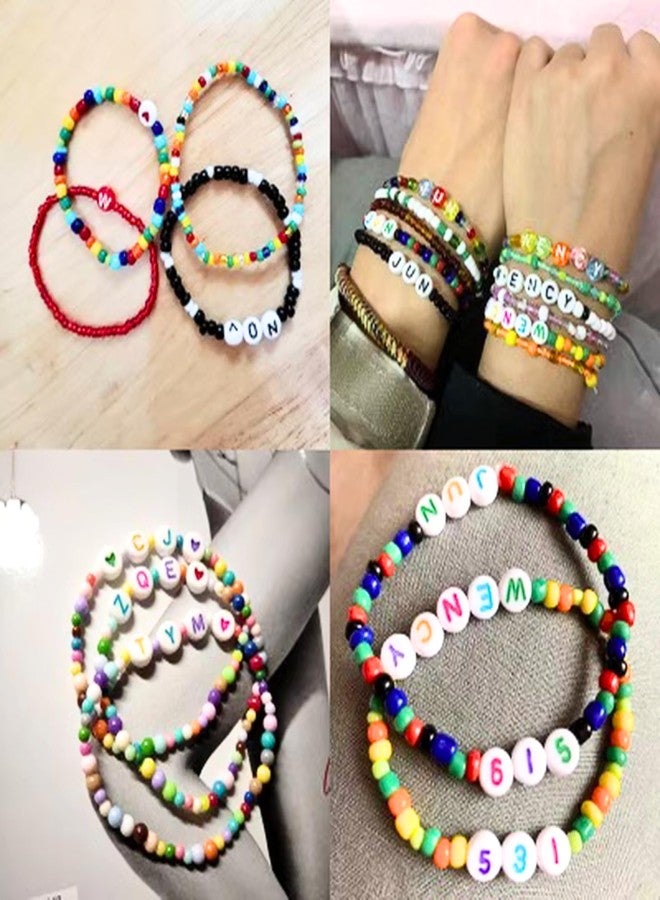 Tdas 750 Pieces Round Acrylic Alphabet Letter Beads A-Z Mixed Plastic Shape Loose Beads for DIY Jewellery Making Bracelets Necklaces Key Chains for Arts Crafts Supplies (White-Multicolor) - Image 4